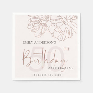 SERVIETTE EN PAPIER TOUT ÂGE ROSE OR BLUSH ROSE SUCCULENT ANNIVERSAIRE