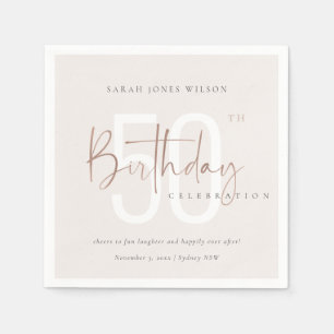 SERVIETTE EN PAPIER TOUT ÂGE ROSE OR BLUSH ROSE TYPOGRAPHIE ANNIVERSAI