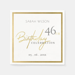 SERVIETTE EN PAPIER TOUT ÂGE SIMPLE ÉLÉGANTE TYPOGRAPHIE OR ANNIVERSAI