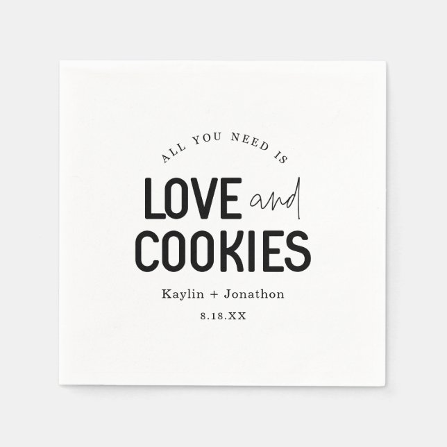 Serviette En Papier Tout ce dont vous avez besoin est Love & Cookies (Devant)