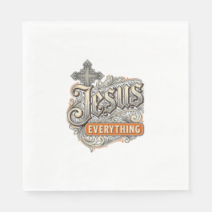 Serviette En Papier Tout Jésus Vintage Typographie Chrétienne Design