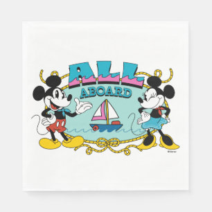 Serviette En Papier Tout le monde à bord Graphisme vintage de Mickey e