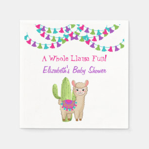 Serviette En Papier Tout Llama amusant rose violet Baby shower Cactus