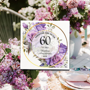 Serviette En Papier Tout Mariage (60) Gold Frame Roses Anniversaire