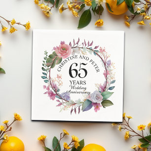 Serviette En Papier Tout Mariage (65) Élégant Anniversaire Floral