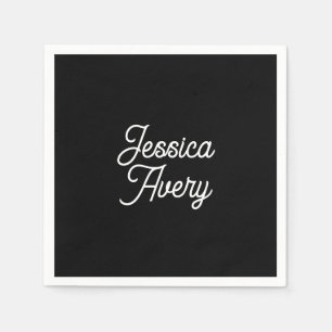 Serviette En Papier Tout nom   Script Vintage modifié sur noir