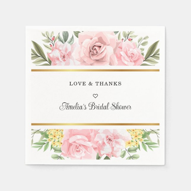 Serviette En Papier Tout Simplement Romantique Rose Rose Rose L'Amour  (Devant)