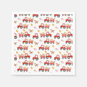 Serviette En Papier Tracteur Avec Animaux De Ferme