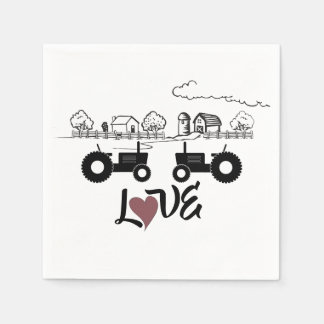 Serviette En Papier Tracteur Silhouette Couple dans LOVE Farm