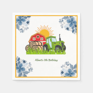 Serviette En Papier Tracteur vert | Décor de fête d'anniversaire servi