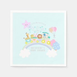 Serviette En Papier Train Animaux Bleus