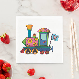 Serviette En Papier Train de fleurs jouet