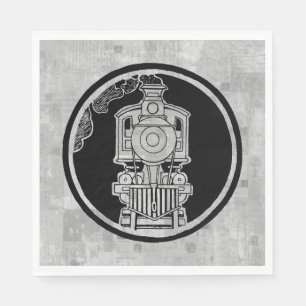 Serviette En Papier Train de locomotives à moteur à vapeur illustré