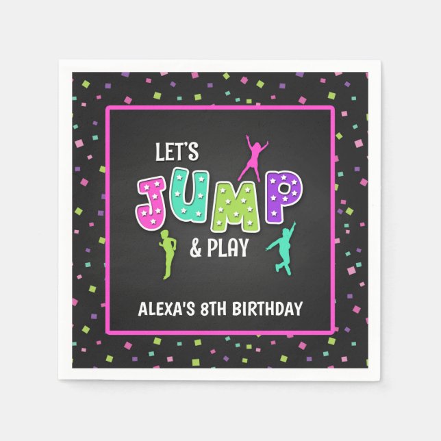 Serviette En Papier Trampoline fête d'anniversaire Napkin - Fille (Devant)