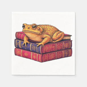 Serviette En Papier Trapaud enchanté sur des livres anciens - Art uniq