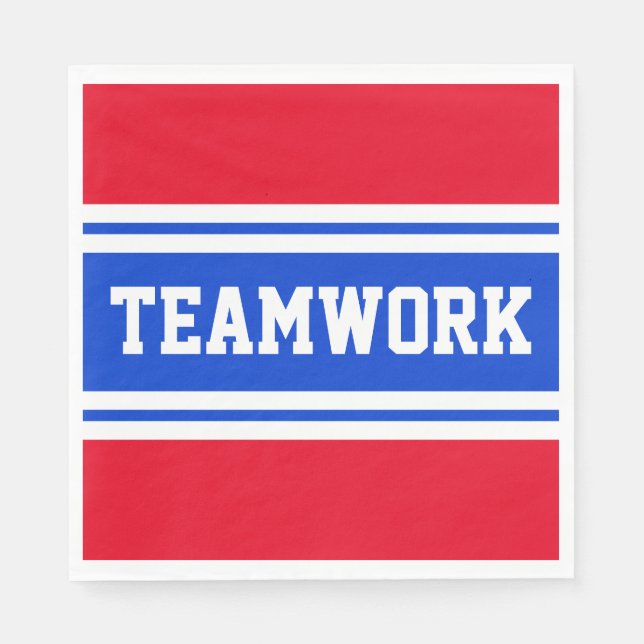 Serviette En Papier TRAVAIL D'ÉQUIPE Patriotique Rouge Bleu Bleu Bleu  (Devant)