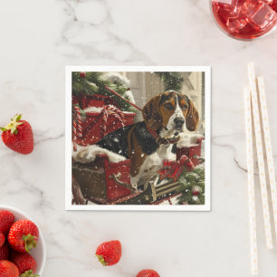Serviette En Papier Treeing Walker Coonhound Dog Christmas Festive
