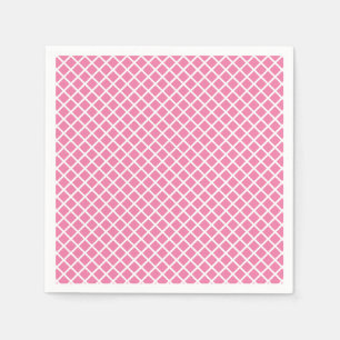 Serviette En Papier Trellis Diamant Blanc - Fuchsia Rose
