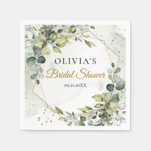 Serviette En Papier Trendy boho verdure feuillage or nuptiale douche