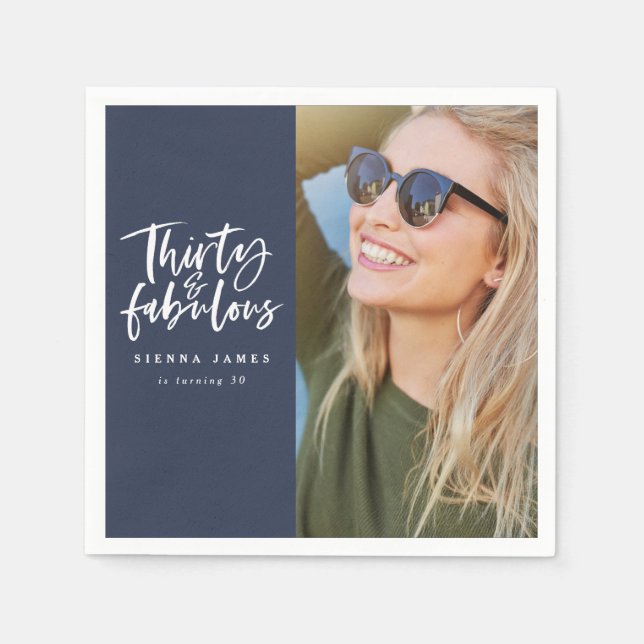 Serviette En Papier Trente et fabuleux napperons photo fête d'annivers (Devant)