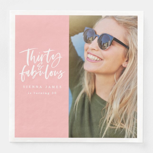 Serviette En Papier Trente et fabuleux napperons photo fête d'annivers (Devant)