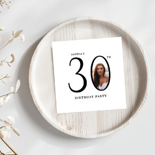 Serviette En Papier Trente photo minimale 30e anniversaire