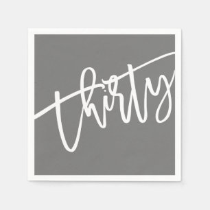 Serviette En Papier TRENTE script moderne blanc éditable couleur 30e