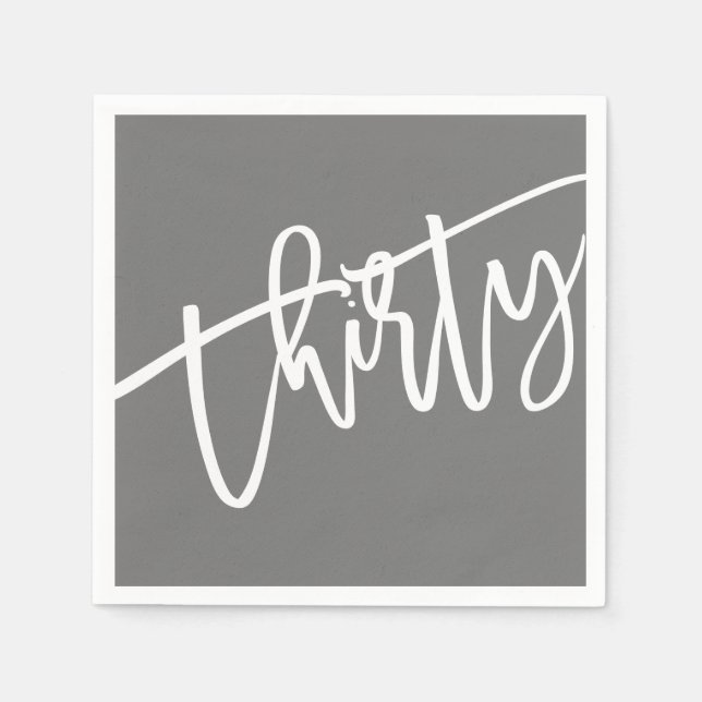 Serviette En Papier TRENTE script moderne blanc éditable couleur 30e (Devant)