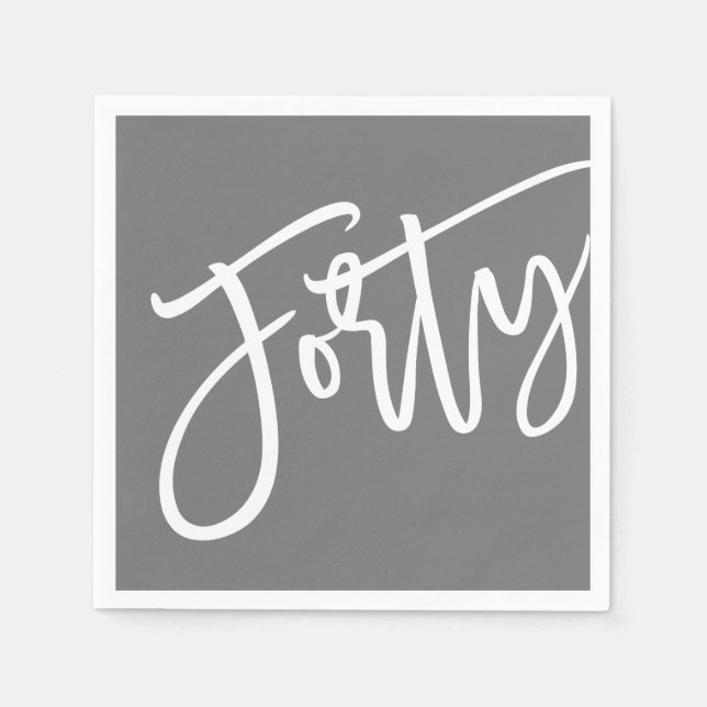 Serviette En Papier TRENTE script moderne blanc éditable couleurs 40e (Devant)