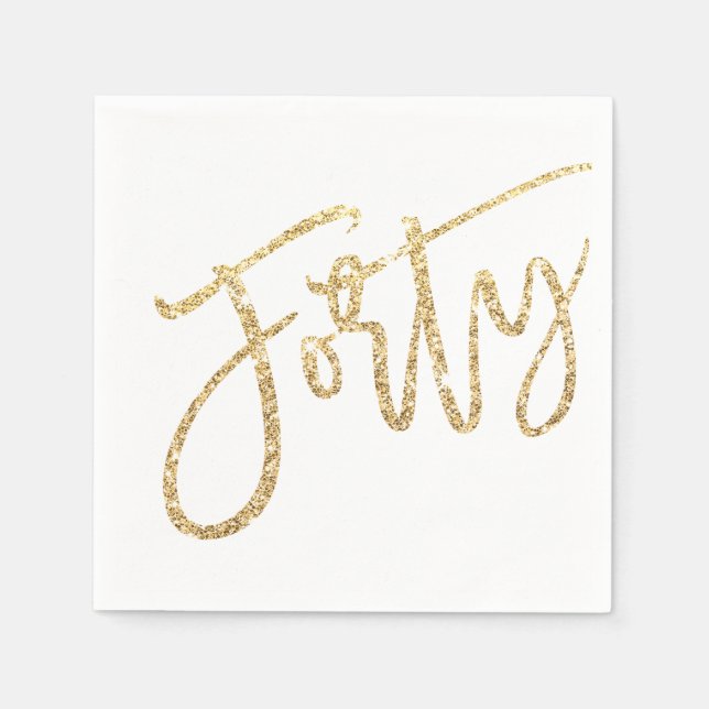 Serviette En Papier TRENTE script moderne glam or parties scintillant  (Devant)
