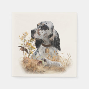 Serviette En Papier Tri Couleur Anglais Setter Art, chasse en bois