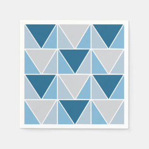 Serviette En Papier Triangles géométriques gris bleu moderne