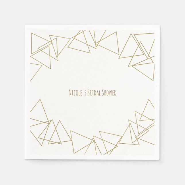 Serviette En Papier Triangles Géométriques Or Moderne Glamor Chic Part (Devant)