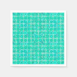 Serviette En Papier Tribal Batik - aqua et turquoise avec blanc