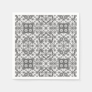 Serviette En Papier Tribal Batik - gris / gris, noir et blanc