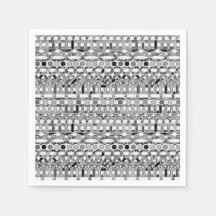 Serviette En Papier Tribal Batik - nuances de gris / gris