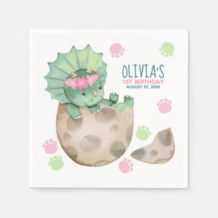 Serviette En Papier Triceratops Dinosaur Fille 1er anniversaire