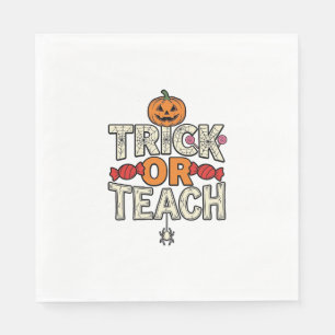 Serviette En Papier Trick Or Teach Halloween Professeur Vintage Vector