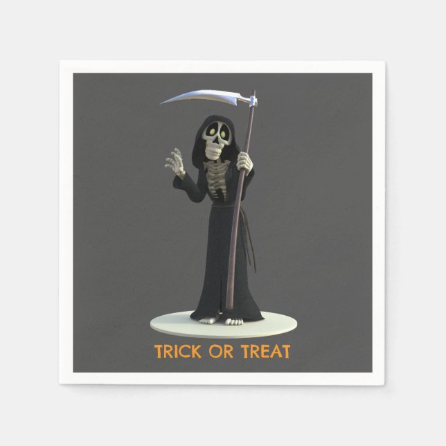 Serviette En Papier Trick or Treat. Cartoon Grim Reaper (Devant)