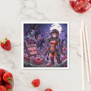 Serviette En Papier Trick or Treat Halloween Zombies Distribuant des C