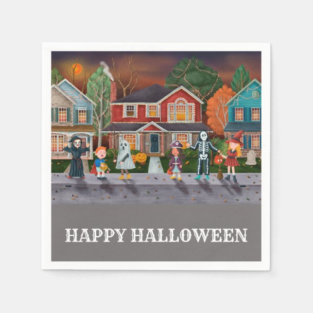 Serviette En Papier Trick or Treat, Happy Halloween (Devant)