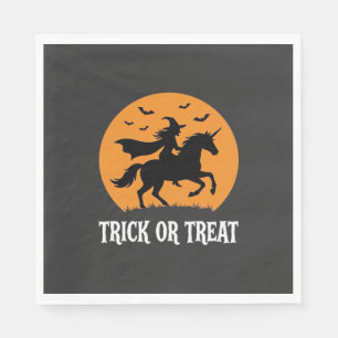 Serviette En Papier Trick or Treat Sorcière Licorne Halloween Design_1