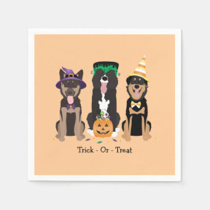 Serviette En Papier Trick Ou Traiter Les Chiens En Costumes D'Hallowee