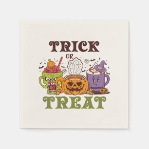Serviette En Papier Trick Ou Treat - Belle brasse De Café Halloween