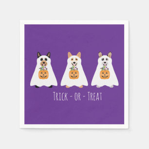 Serviette En Papier Trick Ou Treat Corgi Ghost Dogs Halloween