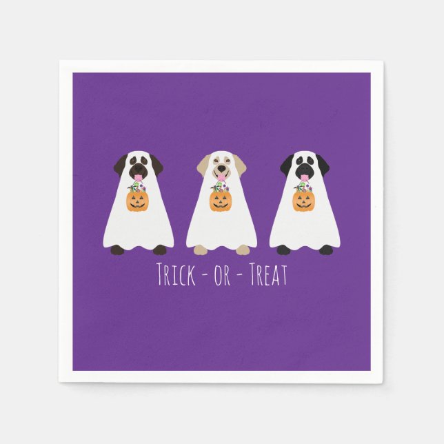 Serviette En Papier Trick Ou Treat Labrador Retriever Ghost Dogs (Devant)