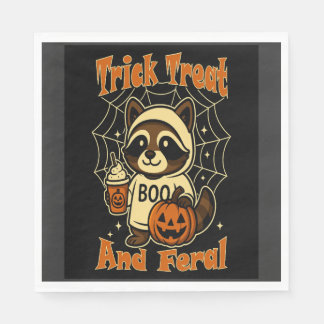Serviette En Papier Trick Treat and Feral Cute Halloween