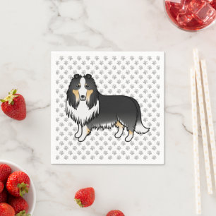 Serviette En Papier Tricolor Rough Collie Cute Cartoon Chien & Pâtes