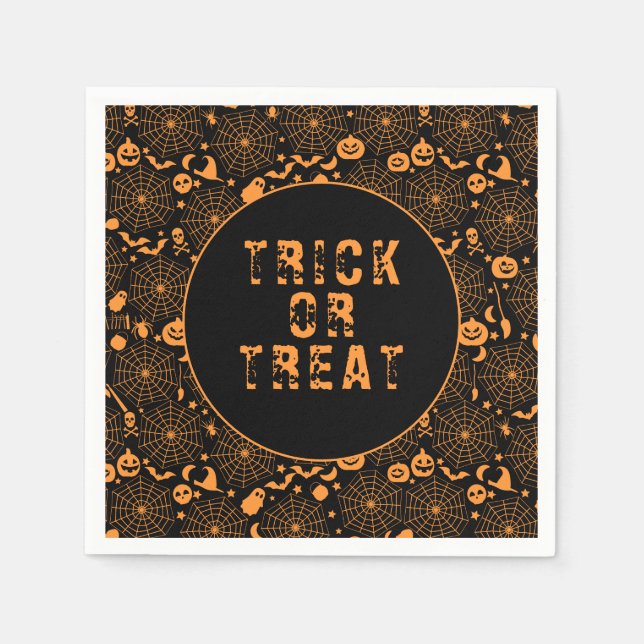 Serviette En Papier Tricoter ou traiter l'orange Éffrayante et l'Hallo (Devant)