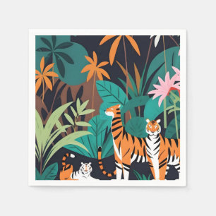 Serviette En Papier Trio de tigres tropicaux